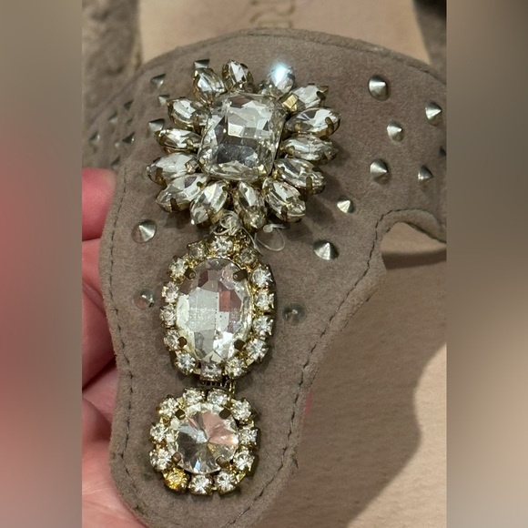 RESTRICTED rhinestone bling cork espadrille sandal women’s shoe size 9 - Picture 3 of 17